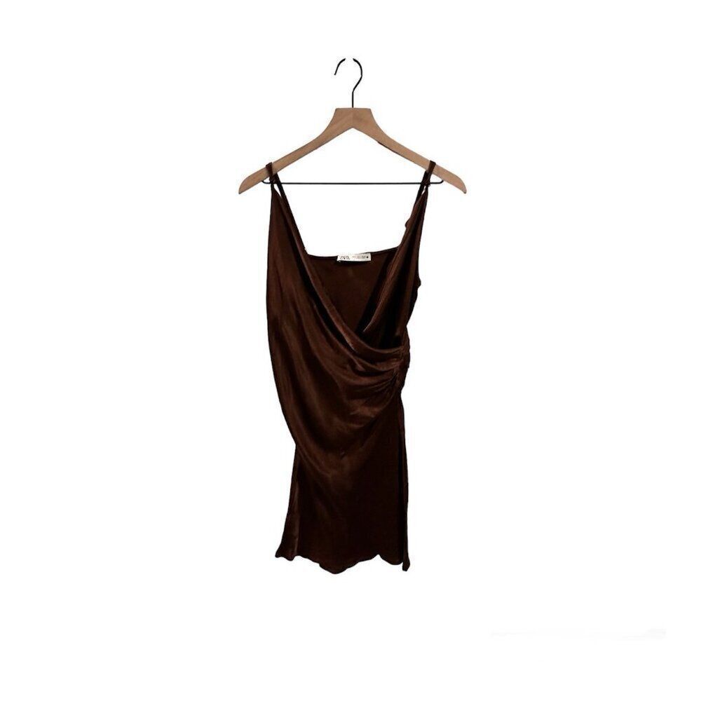 Zara Chocolate Draped Mini Dress